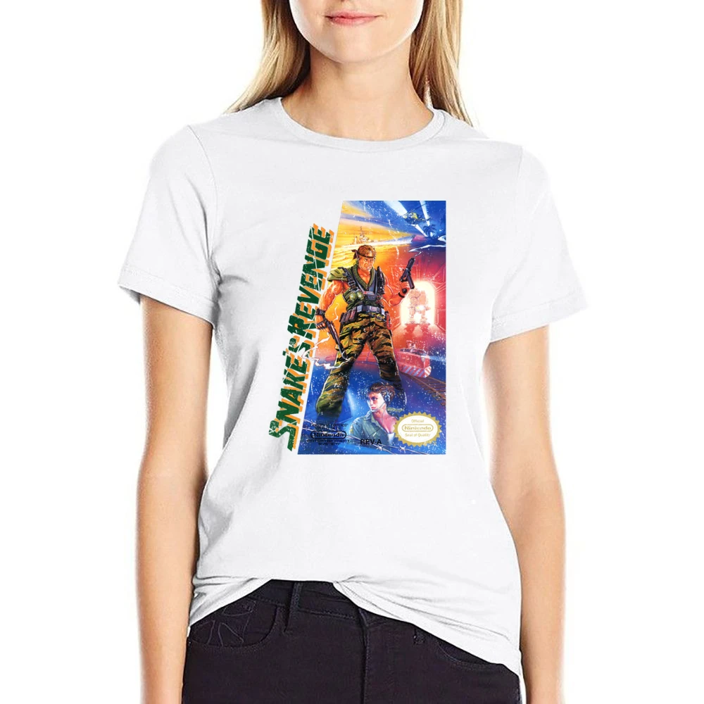Metal Gear 2 Snake's Revenge Nes Nintendo Old School Retro Video Game US Size Women Ladies T-shirt
