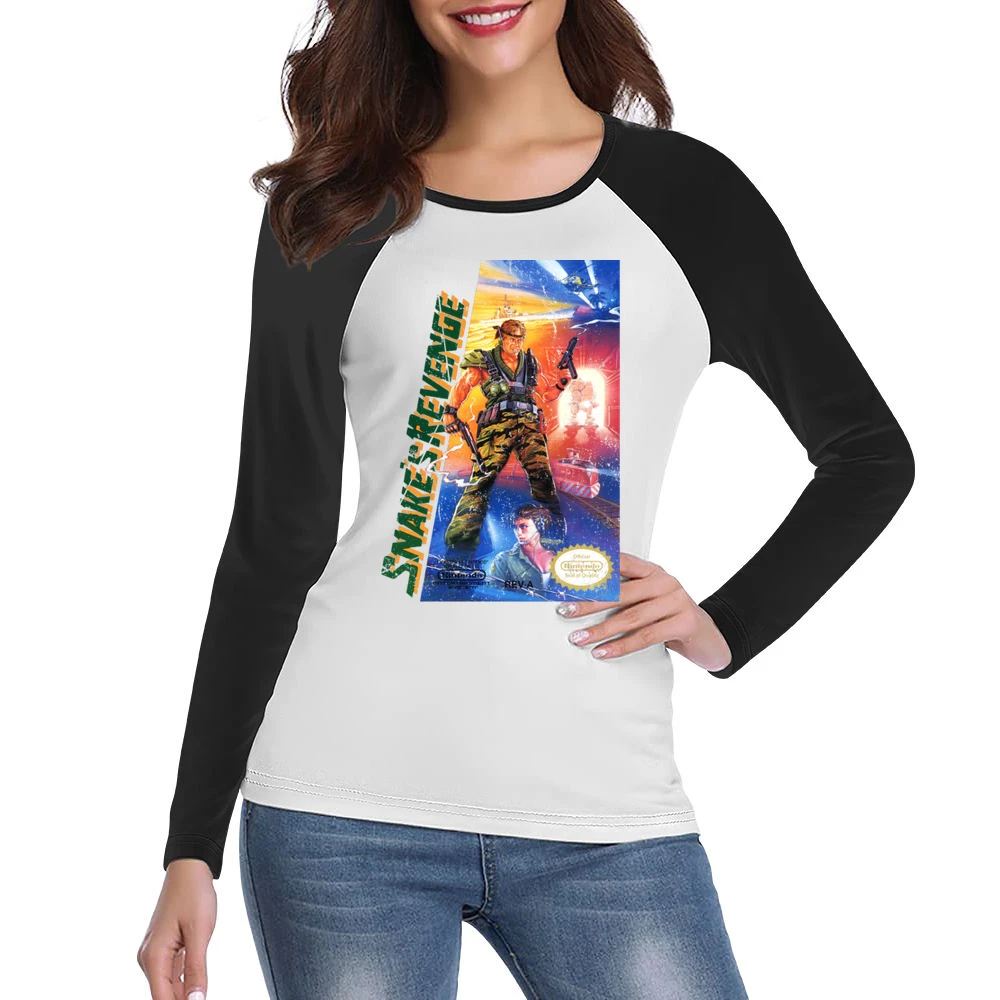Metal Gear 2 Snake's Revenge Nes Nintendo Old School Retro Video Game Women Ladies Long Sleeve T-Shirt