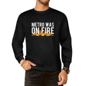 Metro Was On Fire Fun Washington DC News Graphic Tee Shirt European Size Pullover Sweater