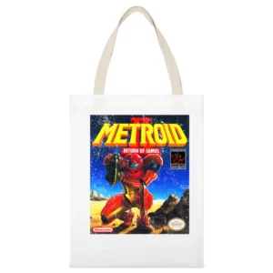 Metroid 2 Return Of Samus Game Boy Nintendo Old School Retro Video Gam White Canvas Tote Shopping Bag