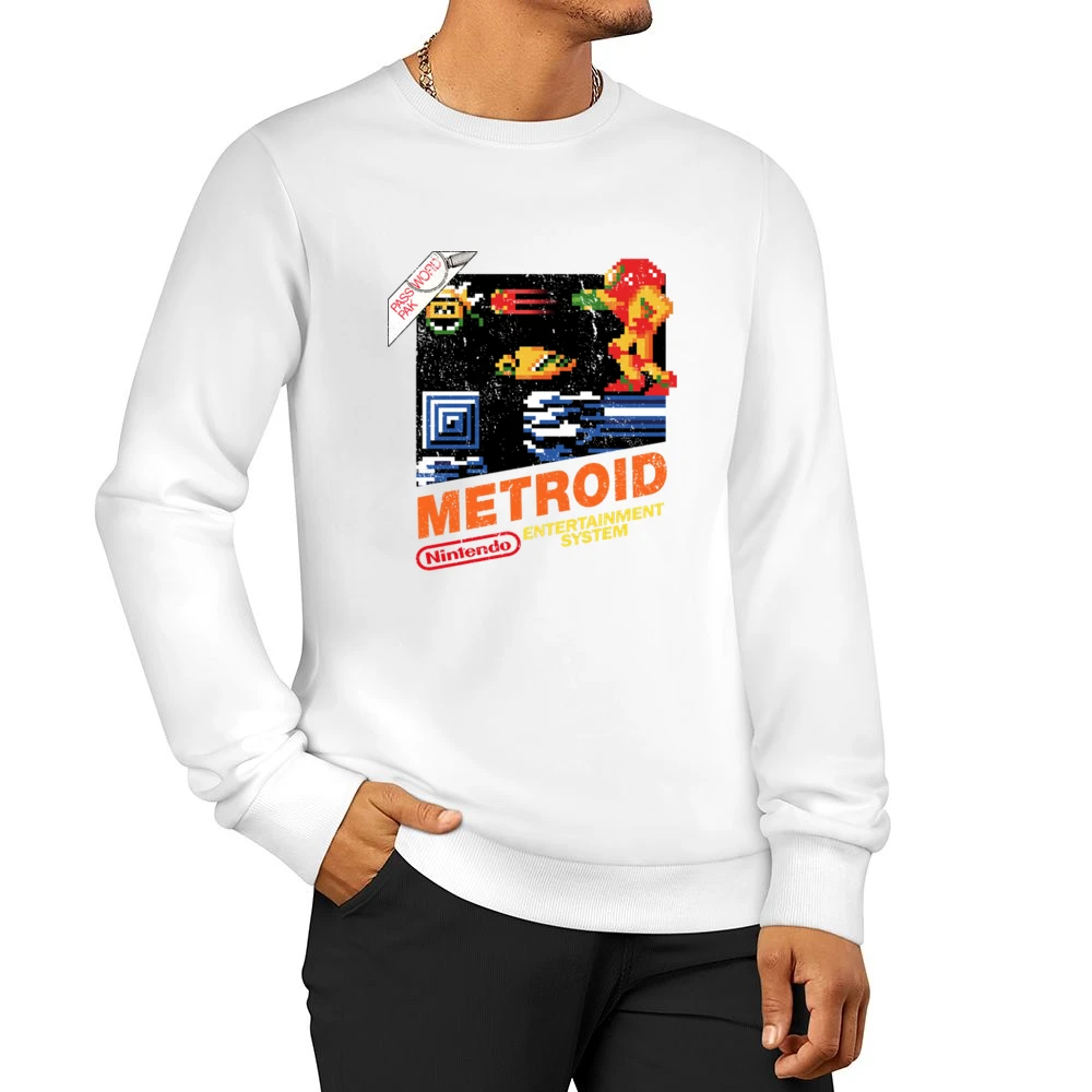 Metroid Nes Nintendo Old School Retro Video Game Fan Distressed T Shir Men Pullover Sweatshirt