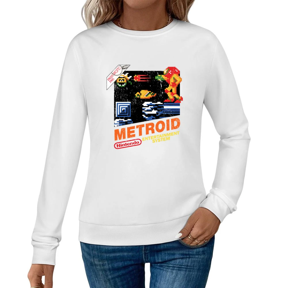 Metroid Nes Nintendo Old School Retro Video Game Fan Distressed T Shir Women Pullover Sweatshirt