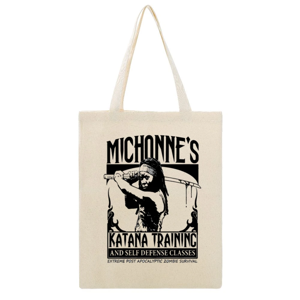 Michonne's Training Beige Canvas Tote Shopping Bag