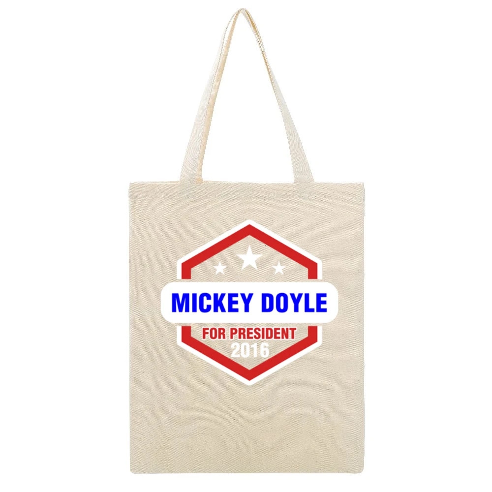 Mickey Doyle For President 2016 Boardwalk Empire TV Show Beige Canvas Tote Shopping Bag