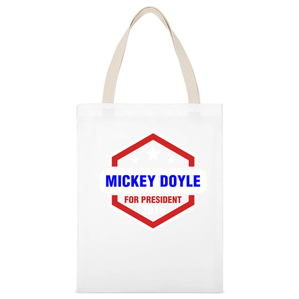 Mickey Doyle For President 2016 Boardwalk Empire TV Show White Canvas Tote Shopping Bag
