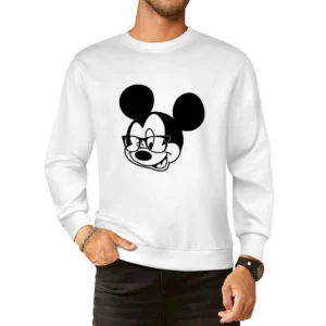 Mickey Nerd Glasses Wink Cute Mouse Geek Graphic European Size Pullover Sweater