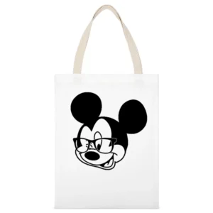 Mickey Nerd Glasses Wink Cute Mouse Geek Graphic White Canvas Tote Shopping Bag