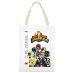 Mighty Morphin Power Rangers Sega Genesis Old School Retro Video Game White Canvas Tote Shopping Bag