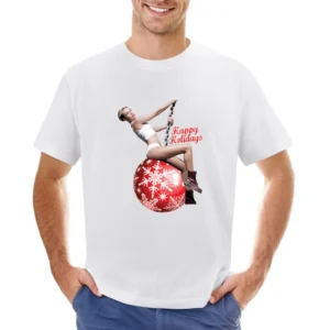 Miley Happy Holidays Christmas Wrecking Ball Funny Tee Shirt Asian Size Men T-Shirt