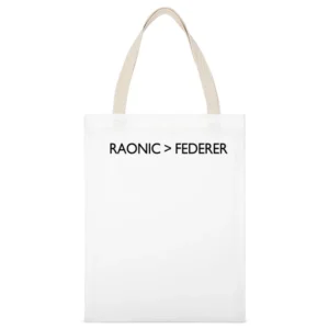 Milos Raonic Is Greater Than Roger Federer Funny Wimbledon Professiona White Canvas Tote Shopping Bag