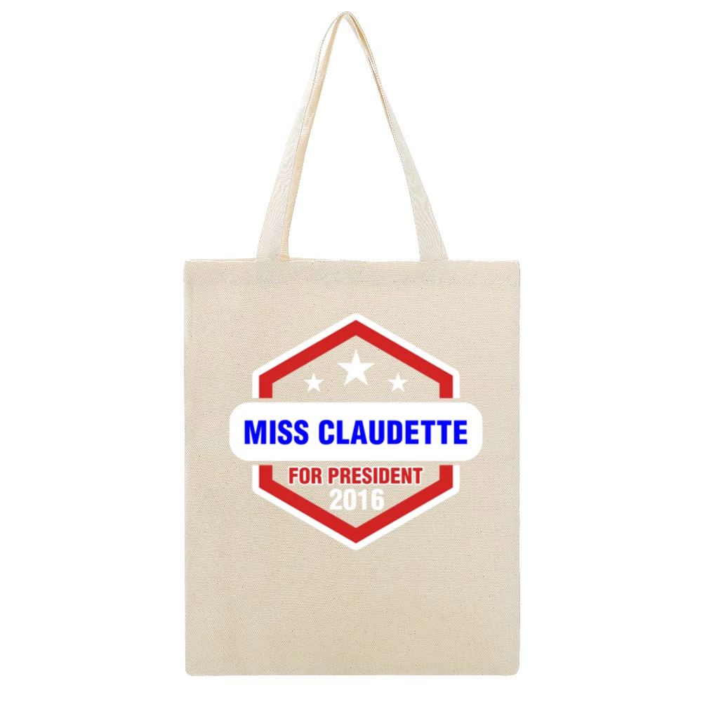 Miss Claudette For President 2016 Orange is the New Black TV Show T Sh Beige Canvas Tote Shopping Bag