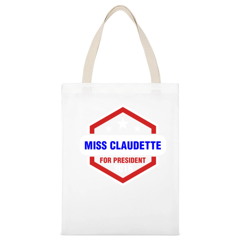 Miss Claudette For President 2016 Orange is the New Black TV Show T Sh White Canvas Tote Shopping Bag
