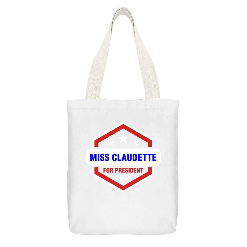 Miss Claudette For President 2016 Orange is the New Black TV Show T Sh White Canvas Tote Shopping Bag With Interior Pocket