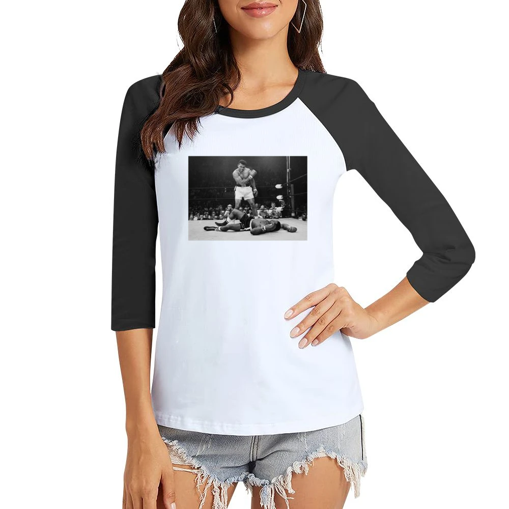 Mohammed Ali Knockout Tshirt Women Ladies 3-4 Sleeve T-Shirt