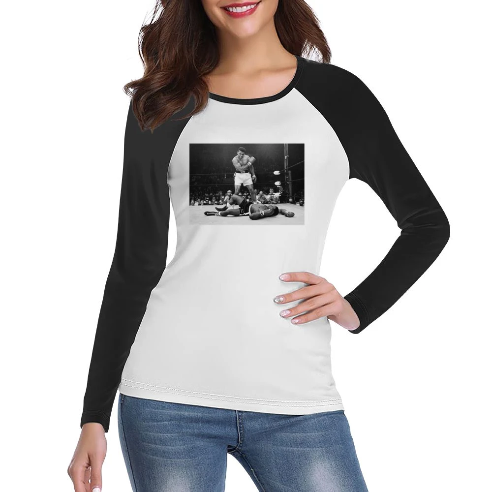 Mohammed Ali Knockout Tshirt Women Ladies Long Sleeve T-Shirt