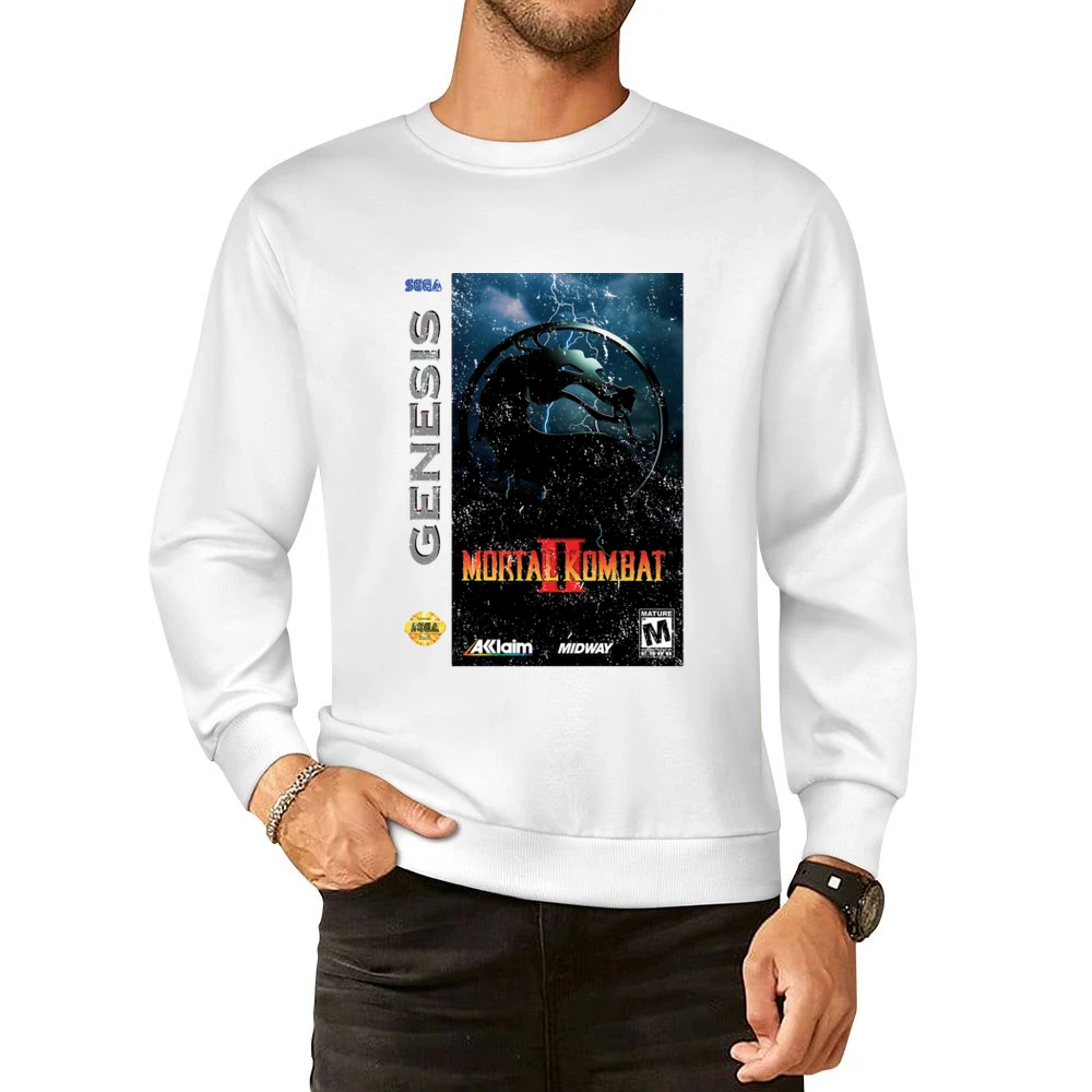 Mortal Kombat 2 Sega Genesis Old School Retro Video Game Fan Distresse European Size Pullover Sweater