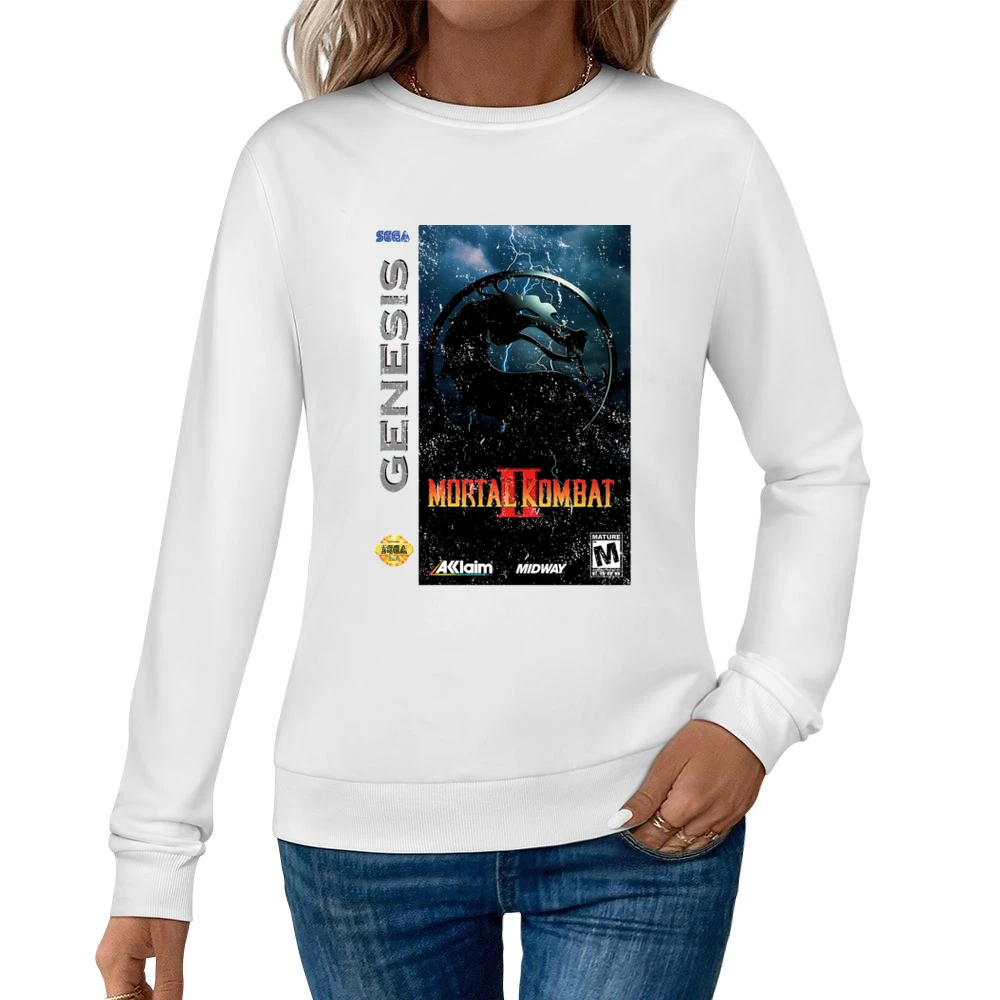 Mortal Kombat 2 Sega Genesis Old School Retro Video Game Fan Distresse Women Pullover Sweatshirt