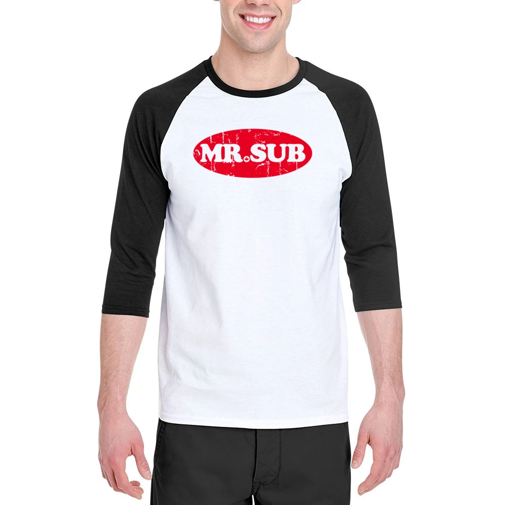 Mr Sub Fast Food Restaurant Distressed Look Men 3/4 Sleeve T-Shirt