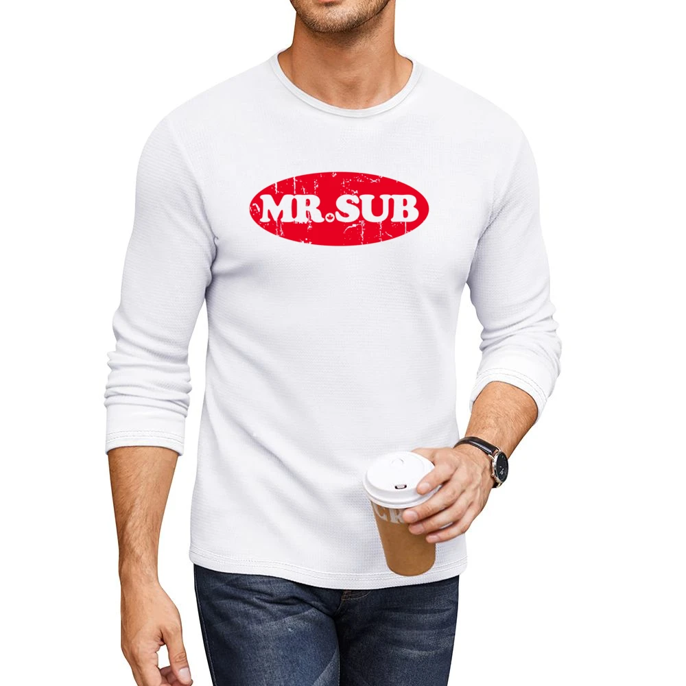 Mr Sub Fast Food Restaurant Distressed Look Men CrewNeck Long Sleeve T-Shirt