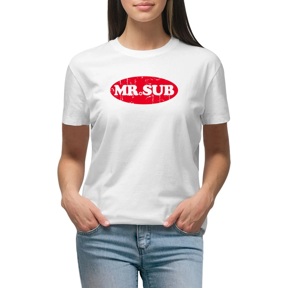 Mr Sub Fast Food Restaurant Distressed Look Premium Women Ladies T-shirt