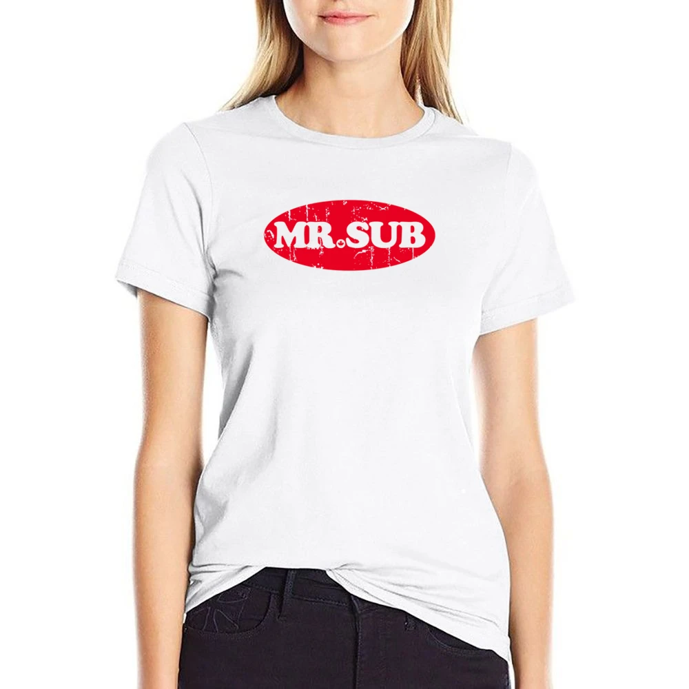 Mr Sub Fast Food Restaurant Distressed Look US Size Women Ladies T-shirt
