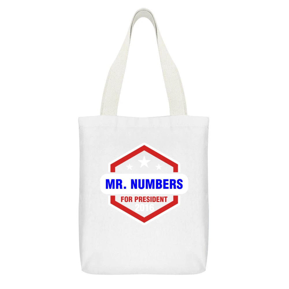 Mr White Canvas Tote Shopping Bag With Interior Pocket