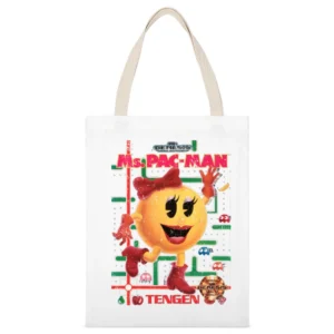 Ms Pacman Sega Genesis Old School Retro Video Game Fan Distressed Blac White Canvas Tote Shopping Bag