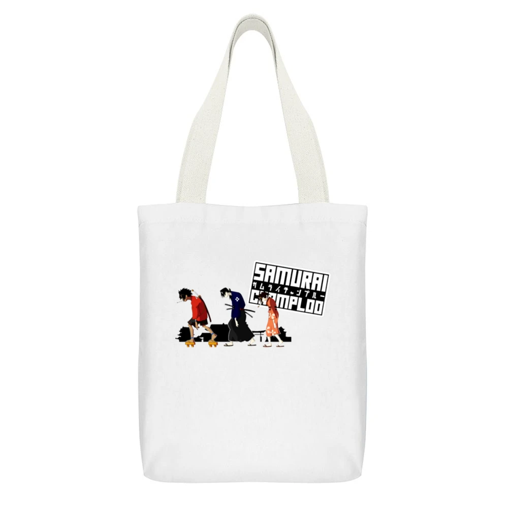 Mugen Jin and Fuu Samurai champloo anime manga White Canvas Tote Shopping Bag With Interior Pocket
