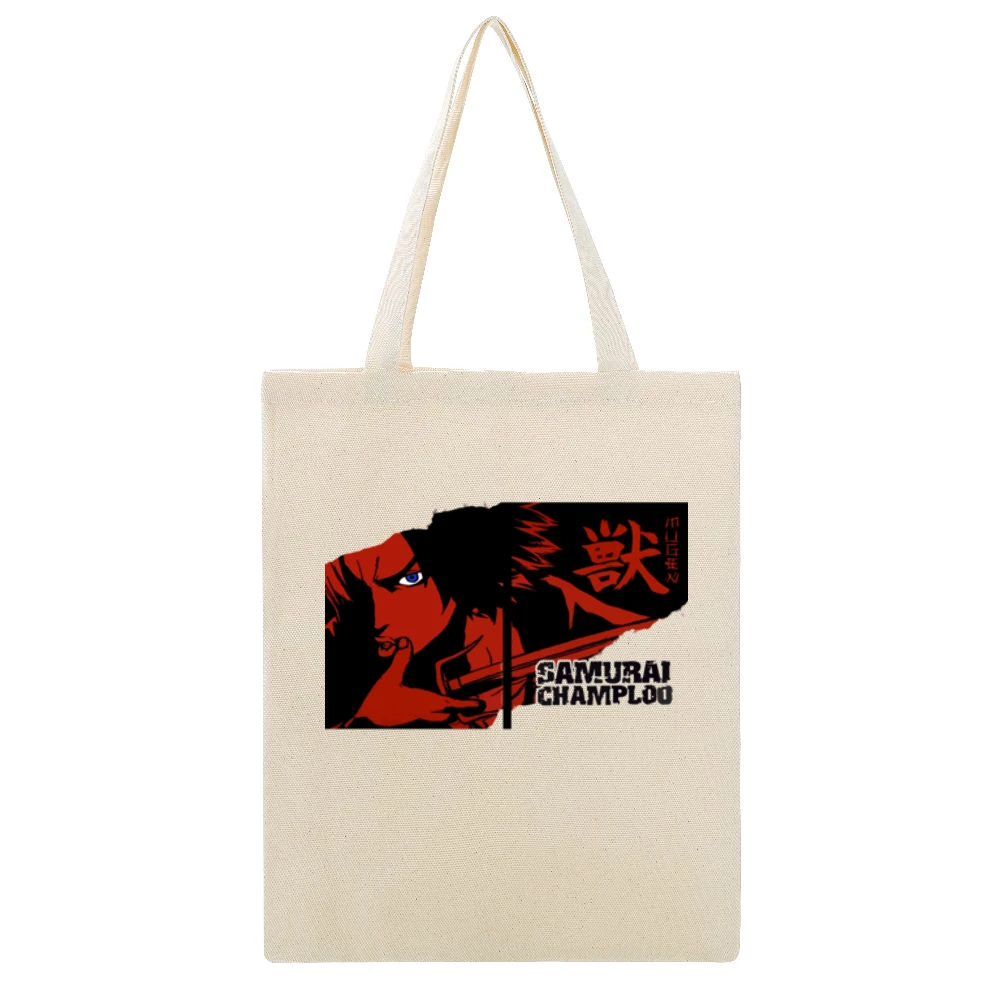 Mugen Mix Style swordship samurai champloo anime manga Beige Canvas Tote Shopping Bag