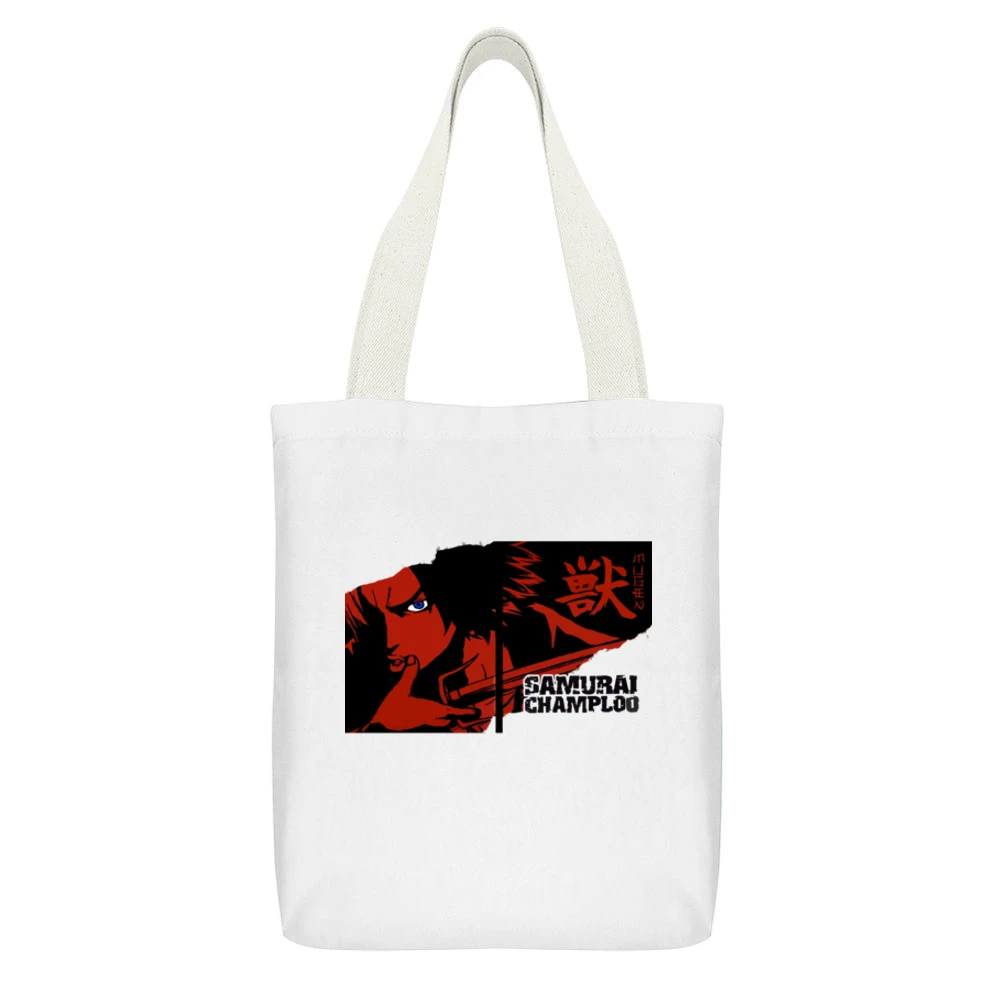 Mugen Mix Style swordship samurai champloo anime manga White Canvas Tote Shopping Bag With Interior Pocket