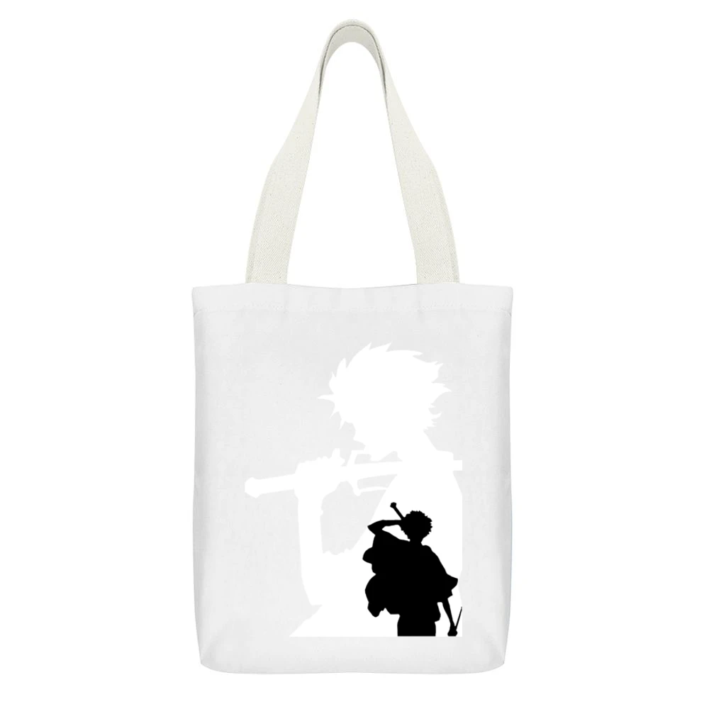 Mugen Shadow black and white samurai champloo anime manga White Canvas Tote Shopping Bag With Interior Pocket