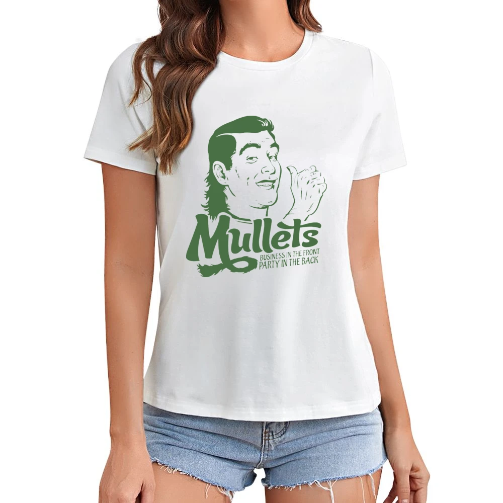 Mullets Funny Joke Retro 80s Asian Size Women Ladies T-shirt