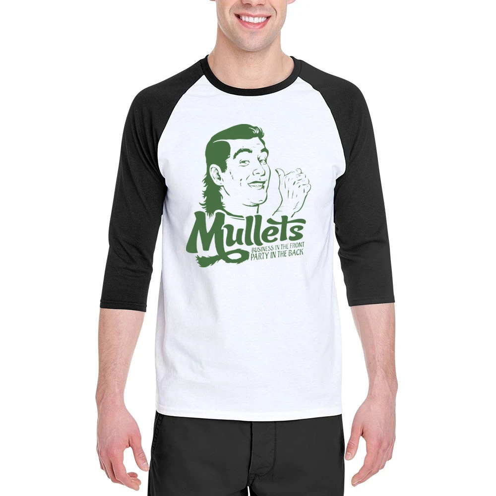 Mullets Funny Joke Retro 80s Men 3/4 Sleeve T-Shirt