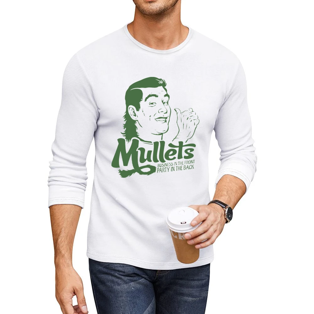 Mullets Funny Joke Retro 80s Men CrewNeck Long Sleeve T-Shirt
