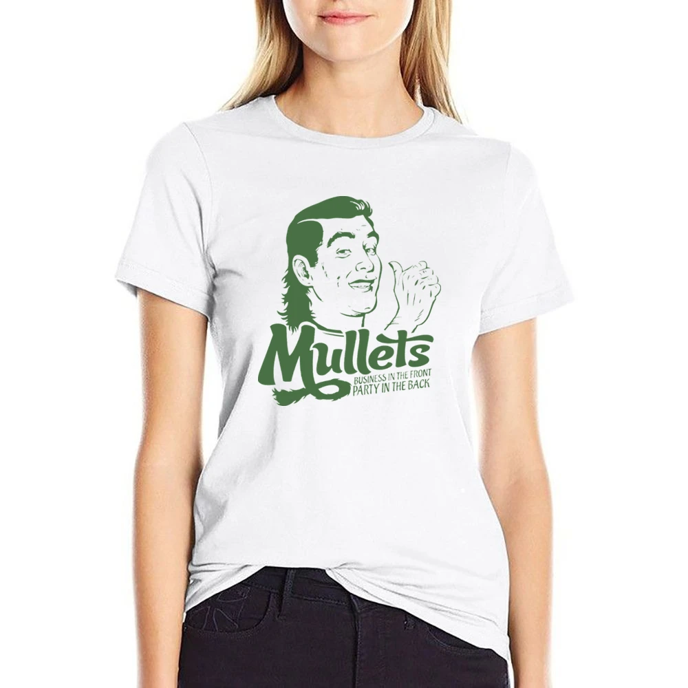 Mullets Funny Joke Retro 80s US Size Women Ladies T-shirt