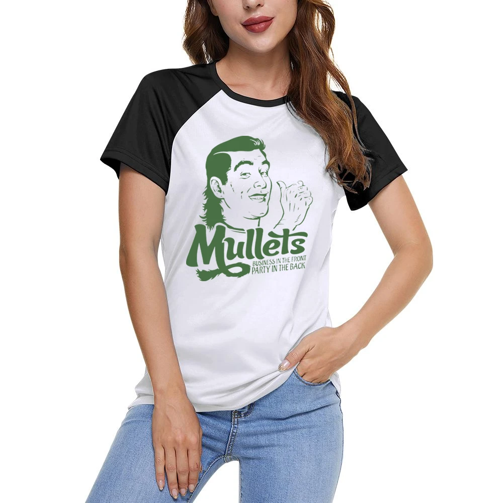 Mullets Funny Joke Retro 80s Women Ladies Short Sleeve T-Shirt