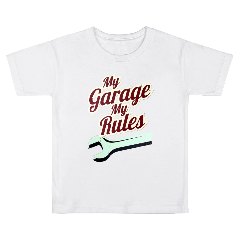 My Garage My Rules Funny Vintage Car Guy Mechanic Graphic Kids Boys Girls T-Shirt