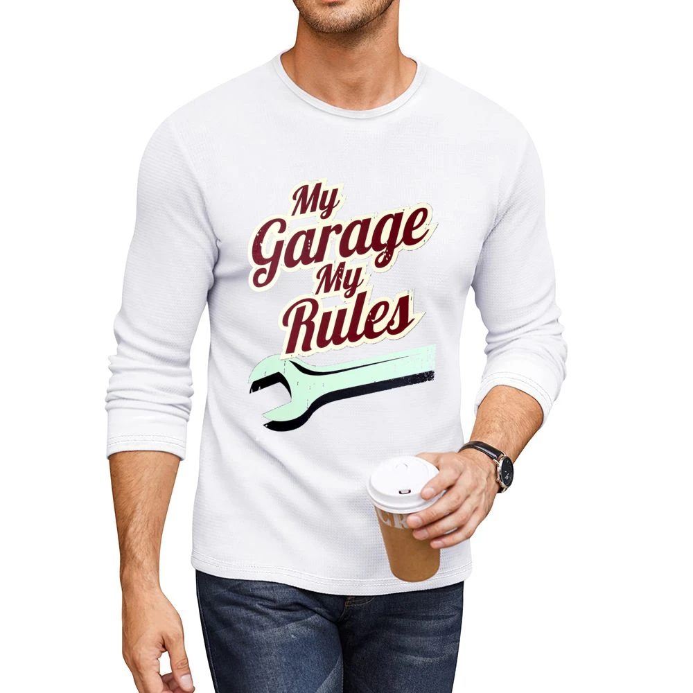 My Garage My Rules Funny Vintage Car Guy Mechanic Graphic Men CrewNeck Long Sleeve T-Shirt