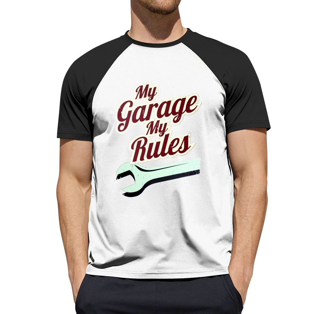 My Garage My Rules Funny Vintage Car Guy Mechanic Graphic Men Short Sleeve T-Shirt