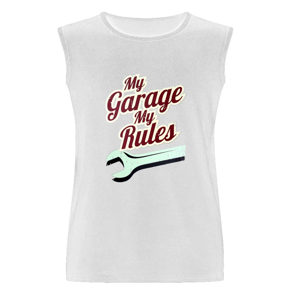 My Garage My Rules Funny Vintage Car Guy Mechanic Graphic Men Sleeveless T-Shirt