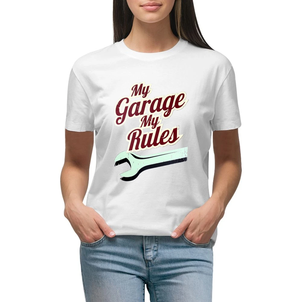 My Garage My Rules Funny Vintage Car Guy Mechanic Graphic Premium Women Ladies T-shirt