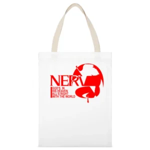 NGE Neon Genesis Evangelion Nerv science-fantasy mecha anime logo T Sh White Canvas Tote Shopping Bag