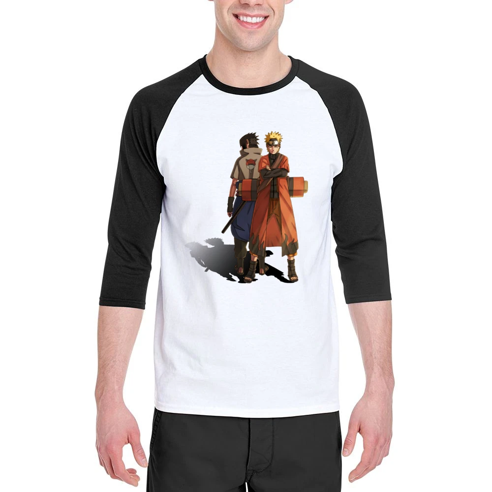Naruto Uzumaki Sage scroll - Sasuke Uchiha Kusanagi sword Akatsuki ani Men 3/4 Sleeve T-Shirt