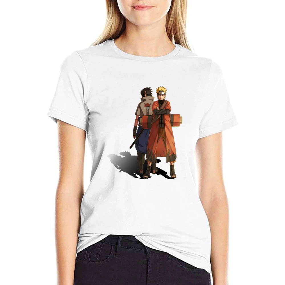 Naruto Uzumaki Sage scroll - Sasuke Uchiha Kusanagi sword Akatsuki ani US Size Women Ladies T-shirt