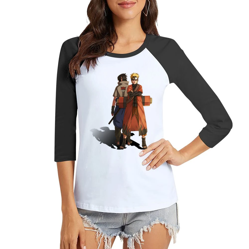 Naruto Uzumaki Sage scroll - Sasuke Uchiha Kusanagi sword Akatsuki ani Women Ladies 3-4 Sleeve T-Shirt