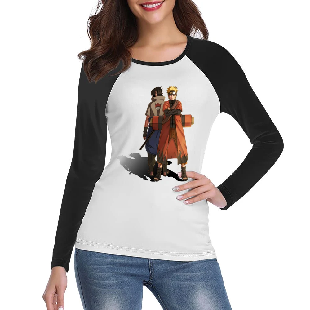 Naruto Uzumaki Sage scroll - Sasuke Uchiha Kusanagi sword Akatsuki ani Women Ladies Long Sleeve T-Shirt