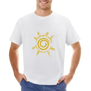 Naruto chest yellow seal kurama nine tails demon fox kyuubi shippuden Asian Size Men T-Shirt