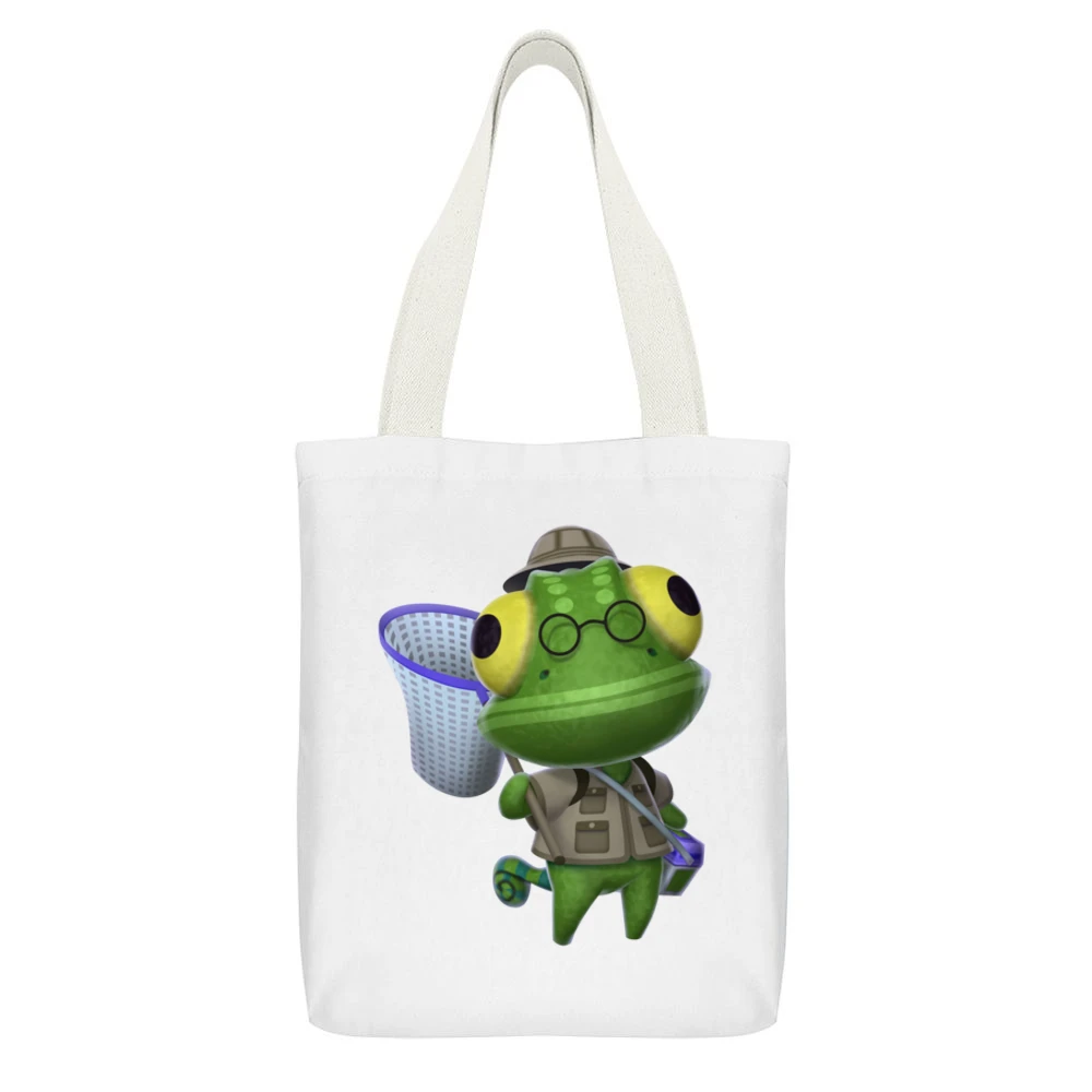 Nat From Animal Crossing Nintendo Character Video Game White Canvas Tote Shopping Bag With Interior Pocket