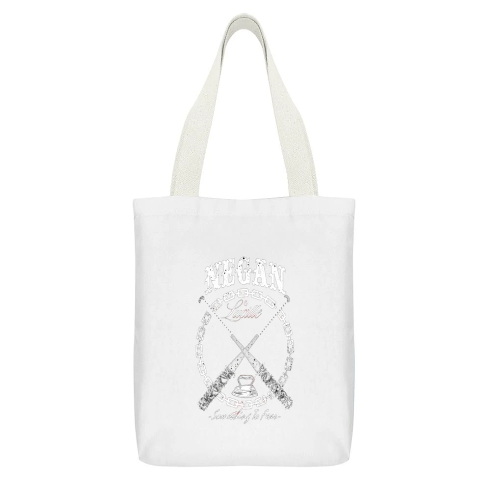 Neagan Something to Fear Tshirt White Canvas Tote Shopping Bag With Interior Pocket