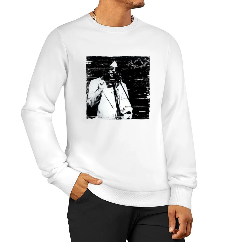Neil Young Tonights The Night Album Cover Distressed Image Men Pullover Sweatshirt